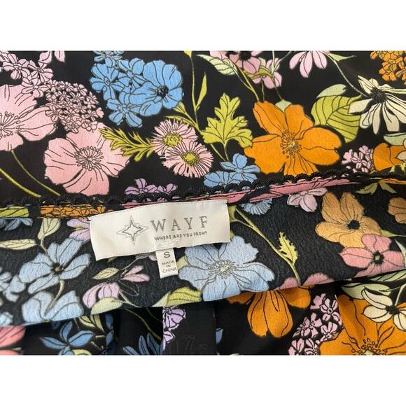 WAYF MINI DRESS SMOCKED RUCHED WAIST LONG SLEEVE SZ S AESTHETIC CORE BLACK WHITE - Picture 8 of 16